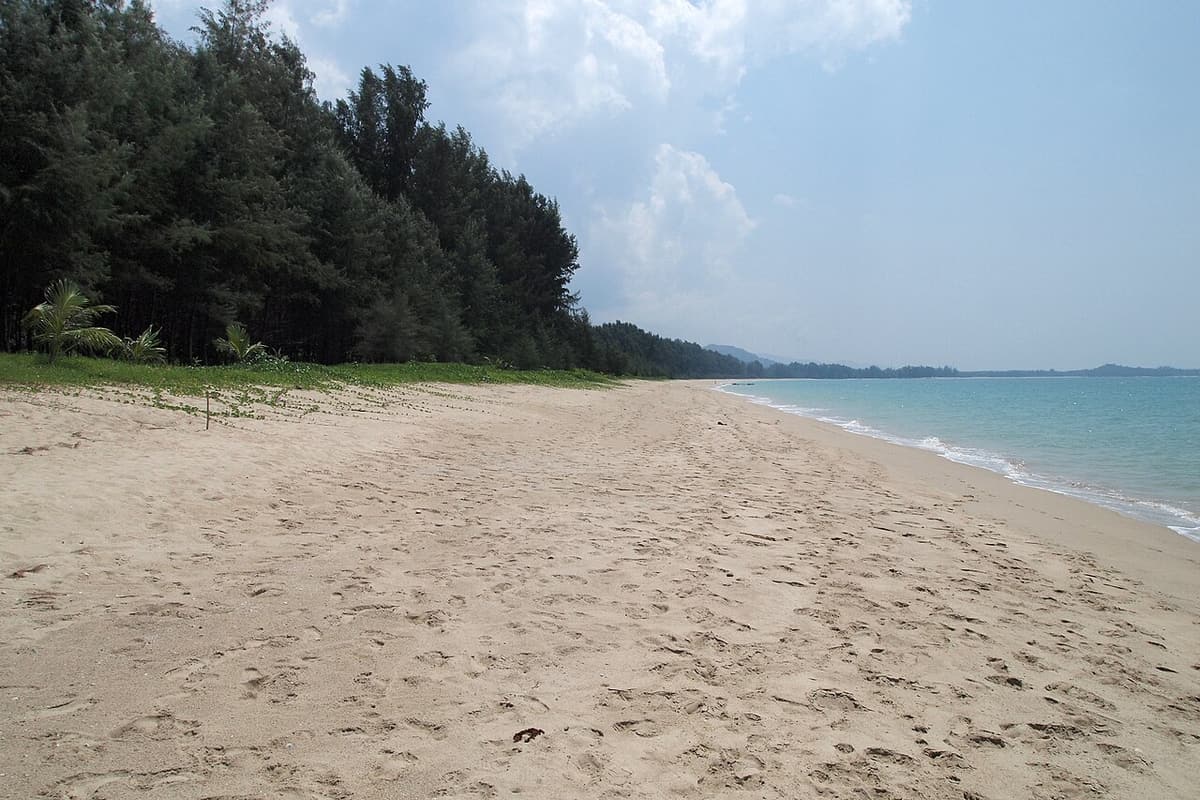 A wide, empty stretch of sand at Khao Lak