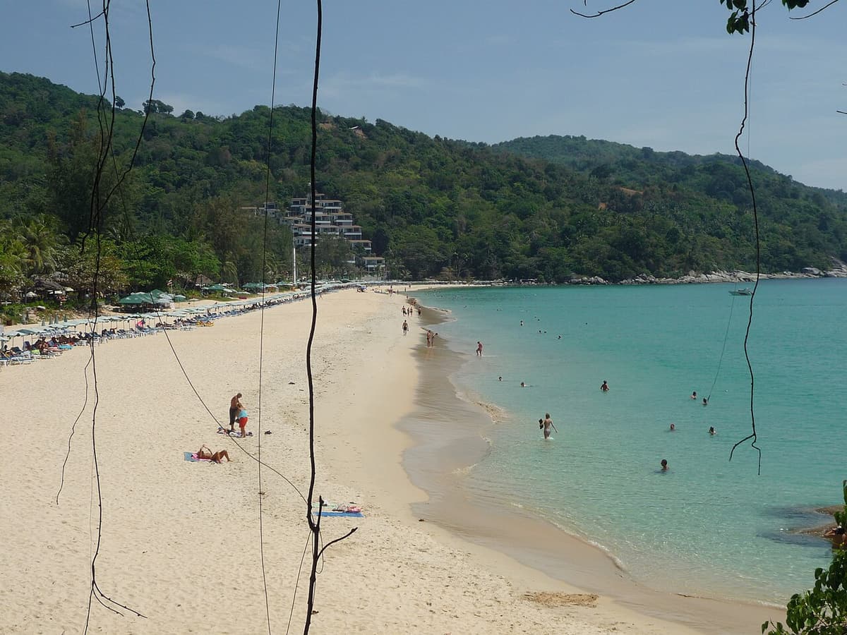 Kata Beach on Phuket’s west coast seen from the hillside above