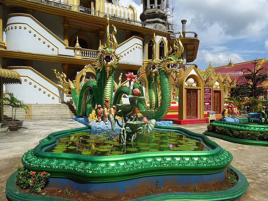 A naga fountain in the grounds of Wat Tham Suea, the Tiger Cave Temple, Krabi